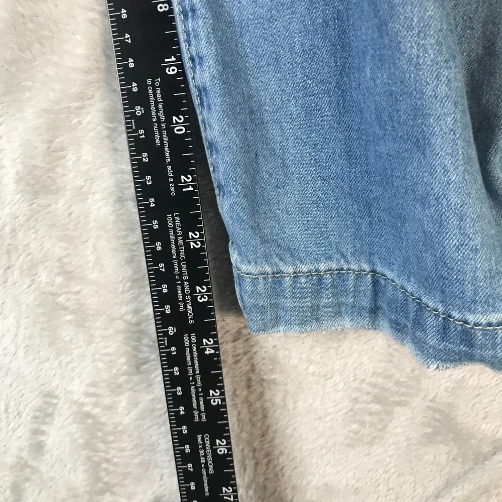 Wonderly Jeans Women 10 Light Blue Cropped Wide Leg Paperbag Elastic Waist Denim